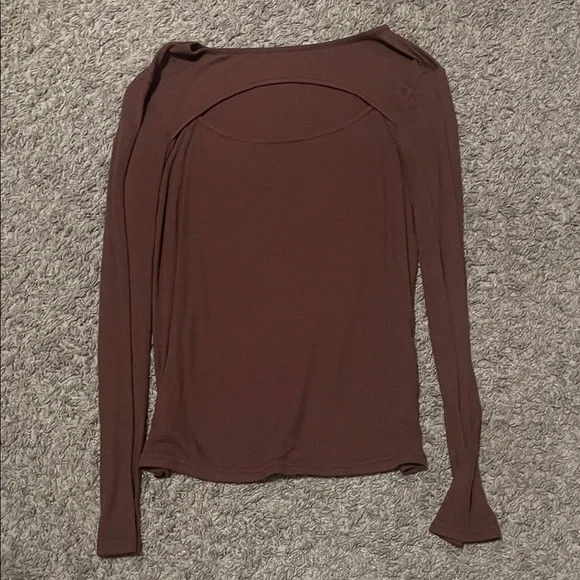 SHEIN Brown Long Sleeve Scoop Neck Top - Picture 1 of 1